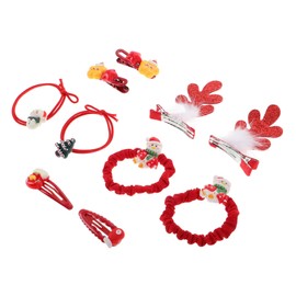 SAFIGLE 10Pcs Christmas Hair Clips Set Adorable Reindeer Antler Snowman Barrettes for Women Festive Holiday Ponytail Holders Accessories for Xmas Parties