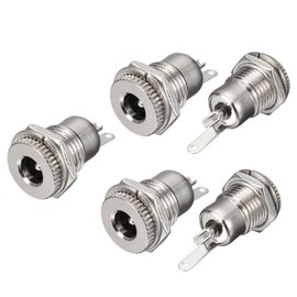 E-outstanding 5-Pack DC-099 5.5 mm x 2.5mm 30V 10A DC Power Jack Socket,Threaded Female Panel Mount Connector Adapter