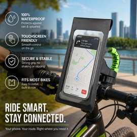 Waterproof Bike Phone Holder for Navigation – Touch Screen Handlebar Mount Bag for 6.5-Inch Smartphones