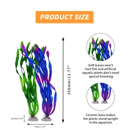 Aquarium Plants Plastic Realistic Colorful Artificial Fish Tank Decorations for Household and Office Decoration Small to Large 1.96 inch to 9.44 inch 16 Pack