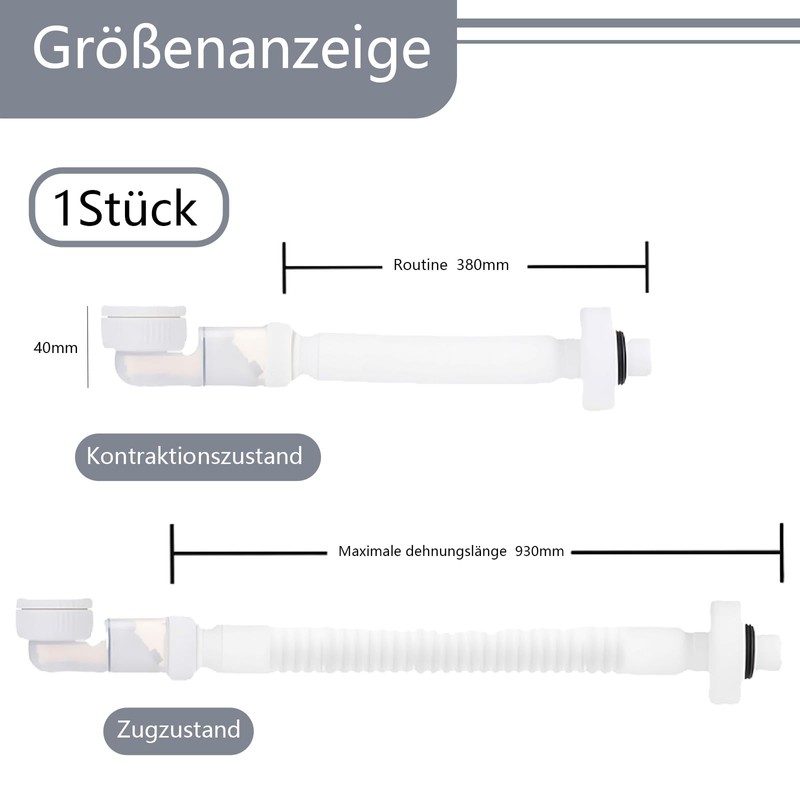1 1/4 Inch Space-Saving Siphon Washbasin, Sink Drain Fitting, Expandable