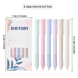 BAYTORY 6Pcs Rotating Colored Gel Pens, Pastel Ink Assorted Pen ST Fine Point 0.5mm Quick Dry, Smooth Writing for School Supplies Journaling Marking Stationery (Morandi)