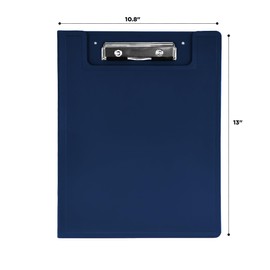 Carstens Heavy Duty Low-Profile Clipboard with Cover – Plastic, Navy Blue
