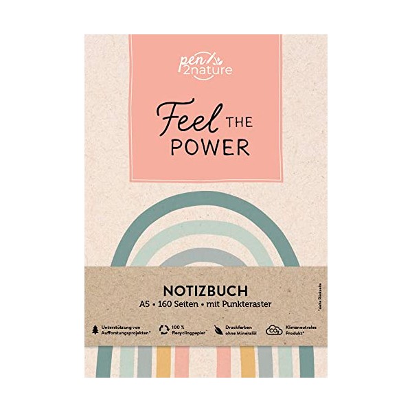 Feel The Power • Nachhaltiges Notizbuch in A5 mit Hardcover
