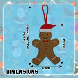 Christmas Hanging Gingerbread Man with Santa Hat Decoration Gnomes Ornaments Xmas Tree Hanging Felt Home Holiday Decor Gifts Festive Season Indoor Outdoor Garden Lawn – 19.5cm (Ginger Man)
