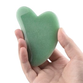 Scraping Plate Natural Jade Set Heart Shaped Crystal Double End Roller Facial Massage For Soothing Face Neck and Body Muscles Fine Lines and Wrinkles