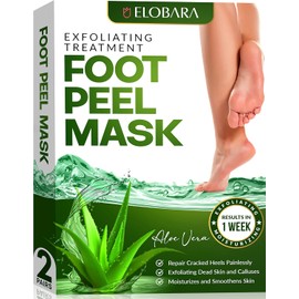 Foot Peel Mask, 2 Pack, Exfoliating Dead Skin and Calluses for Baby Soft Feet, Smooth Silky Skin, Repair Cracked Heels Painlessly, Leave Your Feet Moisture and Smooth (Aloe Vera)