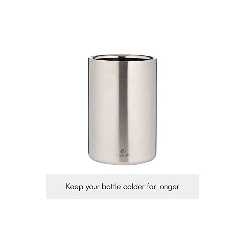Viners Barware Wine Cooler Double Wall Silver 1.3L, Stainless Steel