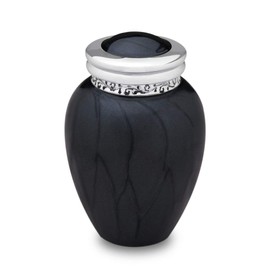 Mirai Sougo T-902S Mini Urn Pearl Blessing Black Brass Screw Type with Burn Bag