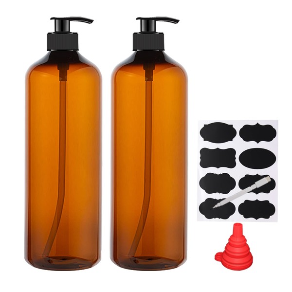 YBCPACK 2 Pack 1000ml Plastic Soap Dispenser Bottle with Pump,