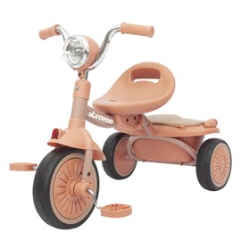 Foldable Baby Tricycle, Toddler Trike with Pedals, Cool Lights, Durable Wheels, Comfortable Seat, Tricycle for Toddlers 1-5 Years Old Girls, Boys (Pink)