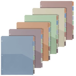 48 Pcs/6 Sets 8 Tab Binder Dividers with Pockets Plastic Tabs Dividers for 3 Ring Binder with Pockets Colorful Sturdy Subject Notebook Dividers for Office School Home Business Organizer (Boho)