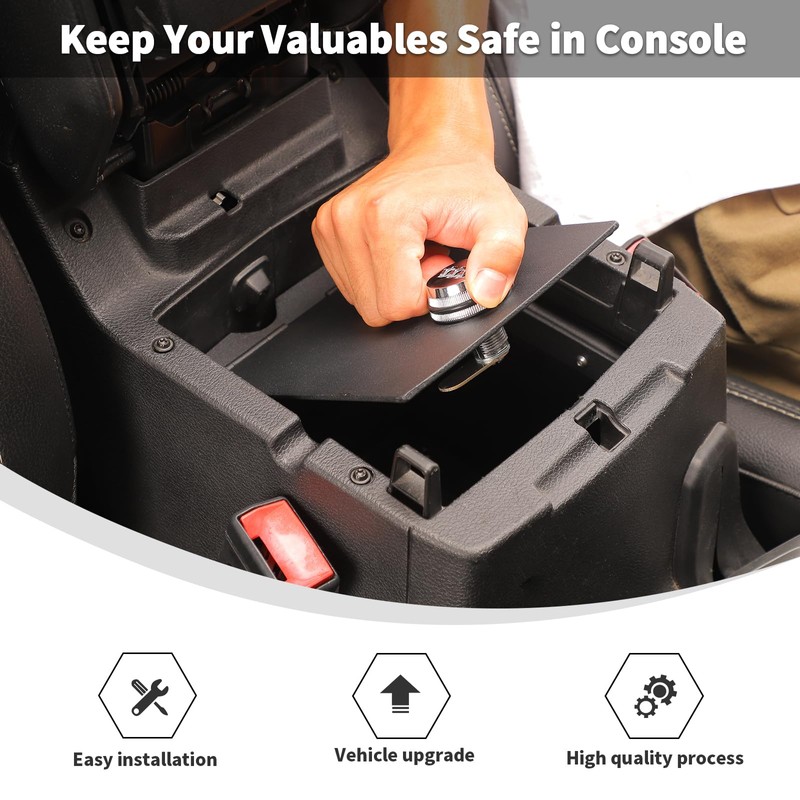 Linskip Console Valuables Safe Compatible with 2018-2024 Jeep Wrangler JL
