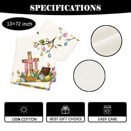 Happy Easter Table Runner He is Risen Table Cover Watercolor Religious Jesus Decor Easter Decorations and Supplies for Home Party