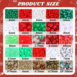 Christmas Beads,2600 PCS +Christmas Bracelet Making Kit Friendship Bracelet Kit with Clay Beads Pearl Letter Round Beads, Charms DIY Beads for Jewelry Making Christmas Crafts for Gifts