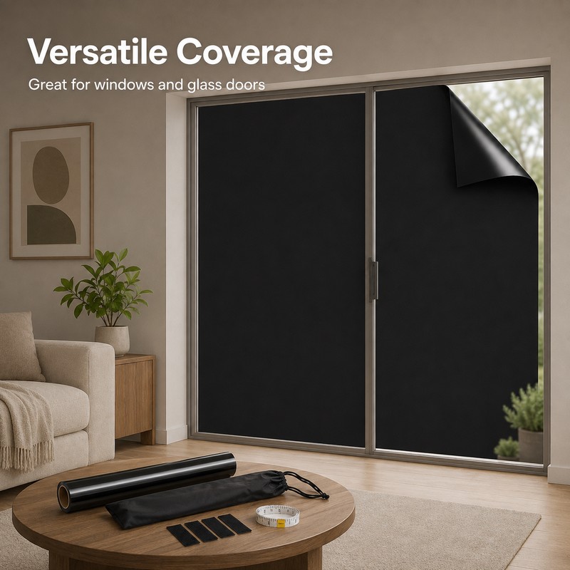 100% Blackout Window Privacy Film – Cut-to-Fit Opaque Light Blocking