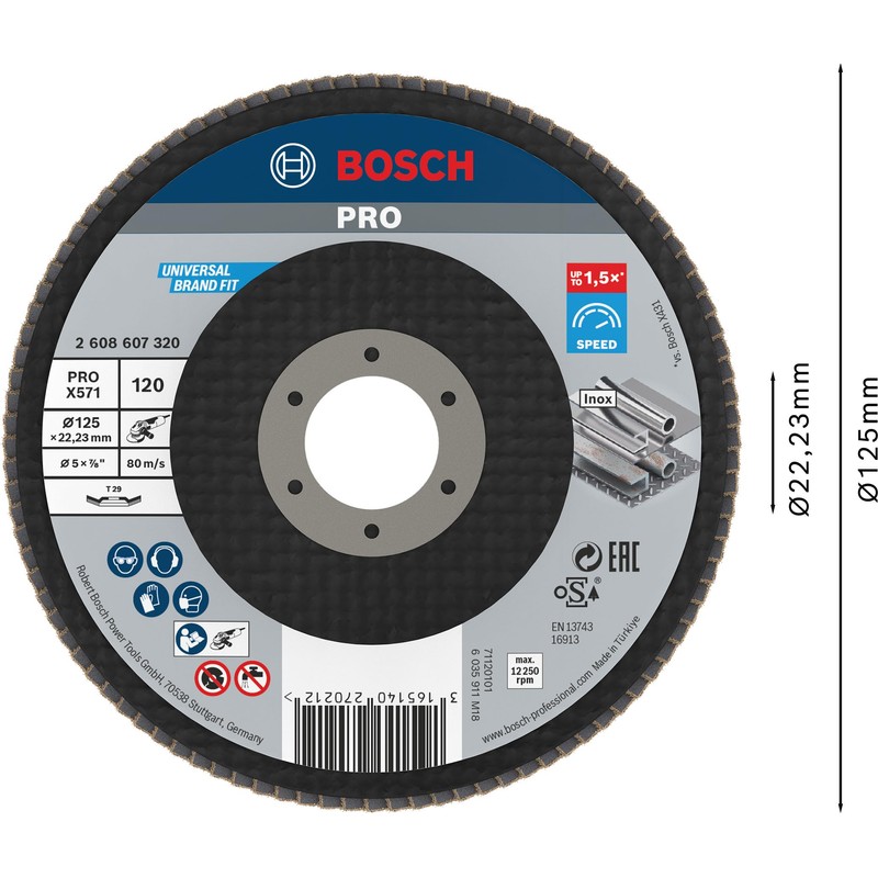 Bosch 1x PRO Metal X571 Flap Disc Angled Version Fiber