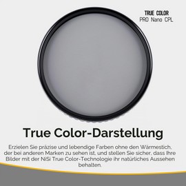 NiSi True Color CPL Filter Polarising Filter 62 mm Ultra-Low Reflection with Multilayer Nano Coating for Camera Lens