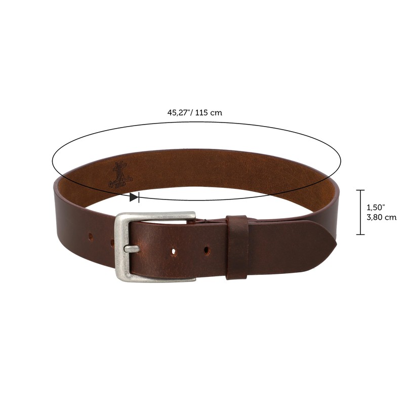 Gusti Kara Plain Leather Belt with Silver Buckle Suit Belt