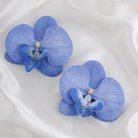 Caiyao Big Flower Large Butterfly Orchid Earrings for Women Colorful Phalaenopsis Orchid Blossom Floral Dangle Drop Earrings Unique Bohemian Oversized Acrylic Resin Flower Earrings-blue