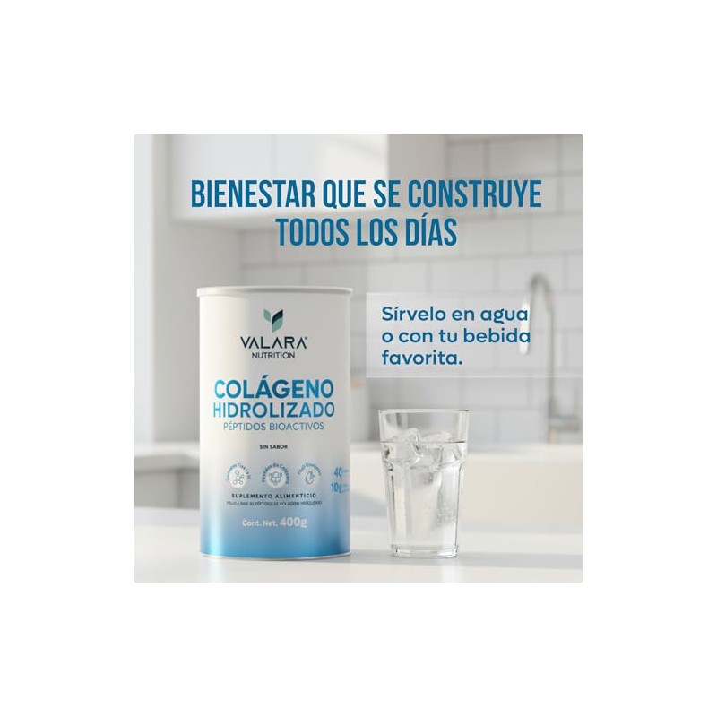 Valara Colágeno Hidrolizado Puro Azúcar Péptidos Bioactivos Piel Uñas Huesos