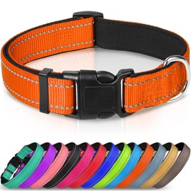 Joytale Dog Collar,Soft Neoprene Padded Breathable Nylon Pet Collar Adjustable for Large Dogs,Orange,L