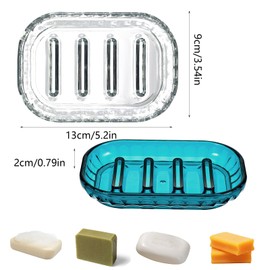 Qianyu 2 Pcs Clear Rectangular Soap Dish Holder for Bathroom Shower Plastic Bar Soap Tray Decorative Sponge Holder for Shower Bathroom Bathtub Kitchen Restaurant Sink Soap Dish Home Counter