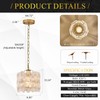Poemoon Gold Glass Pendant Light 1-Pack Modern Flower Small Ceiling