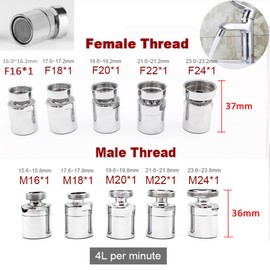 HATOOLHA® 360 Degree Swivel Faucet Aerator Filter Adapter for Kitchen Sink Tap Head Faucet Nozzle Adapters Replacement Part (Male 18mm)