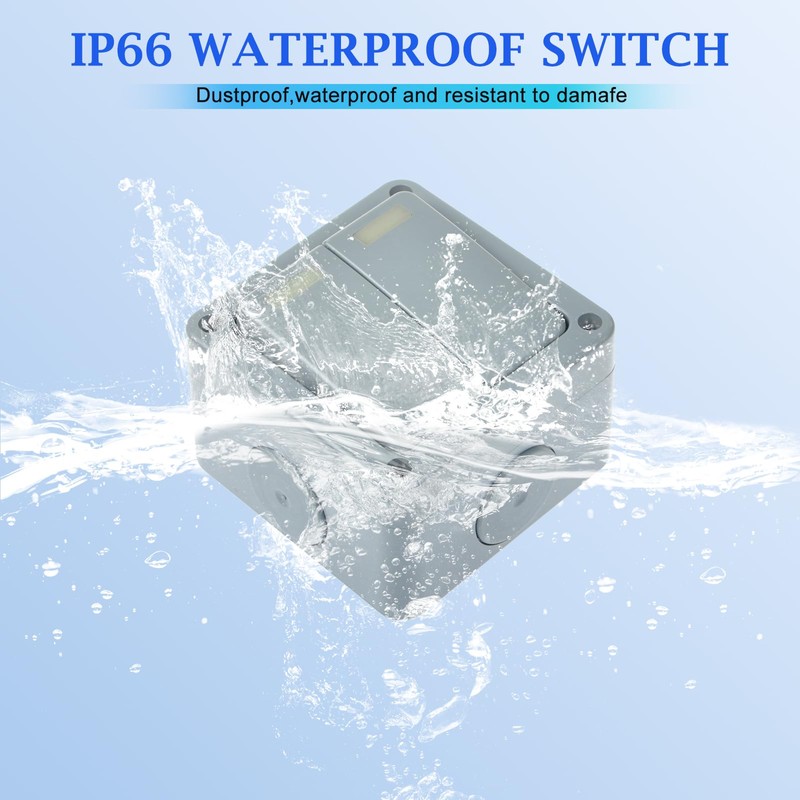Outdoor Waterproof Switch,Greencycle IP66 Waterproof 2Gang 10A Light Switch, SPDT
