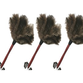 AAYU Brand 3 Pack -Premium Ostrich Feather Duster 14.5 inch Long | Natural Duster for Cleaning and Feather Moping | Genuine Ostrich Feather Duster Long Handle | Easy to Clean Dusters (36 cm X 3pk)