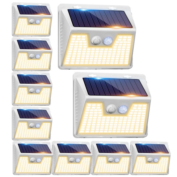 Peasur Solar Outdoor Lights [10 Pack/140LED], 3000K Warm Light Motion