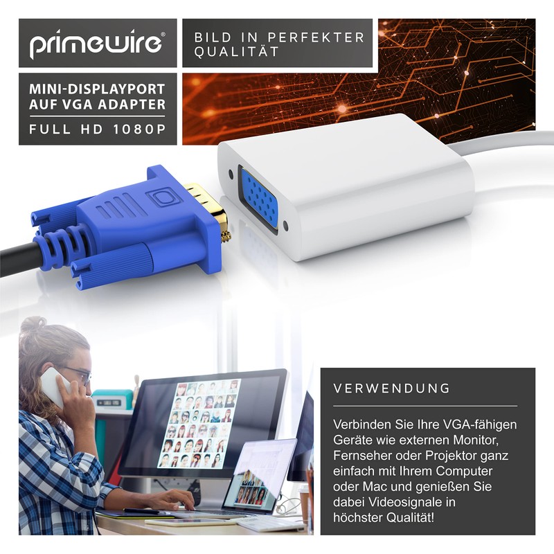 CSL Mini DisplayPort to VGA Adapter Full HD for Apple