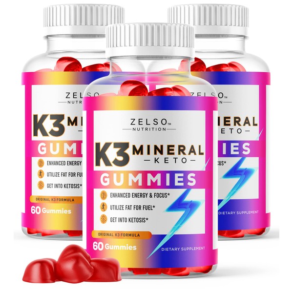 (3 Pack) K3 Mineral Gummies by Zelso Nutrition, The Original K3 Formula Pills Now in Gummy, Advanced Vitamins Plus Multivitamin, 90 Day Supply