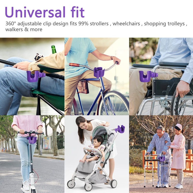 Suranew Adjustable Stroller Cup Holder with Phone Holder for Baby