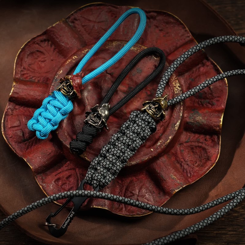 [HorixGear] EDC 真鍮スケルトンペンダント パラシュートパラコードコードツール ランヤード ビーズジッパープルギフトスカルビーズルーススペーサービーズdiyクラフトブレスレットキーチェーンの装飾アクセサリー (SILVER)