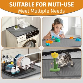 2 PCS Washer and Dryer Top Protector, 25.6''x 23.6'' Silicone Covers Mat for Washer and Dryer Top, Waterproof Anti-Slip Dust-Proof Dryer Mat for Top of Home Kitchen Laundry