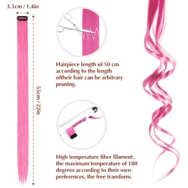 20Pcs Clip In Coloured Hair Extensions, Rainbow Crazy Hair Day for Kids Girls Women, 22 Inch 10 Colours Fake Hair, Crazy Hair Day Gift for Kids