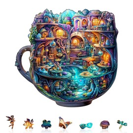 AEEKDOOK Wooden Puzzles for Adults - 200 Pieces Enchanted Teapot Puzzle - Unique Shapes Wooden Jigsaw Puzzles for Adults - Eco-Friendly Home Office Decor (M-11.4 * 10.8in)