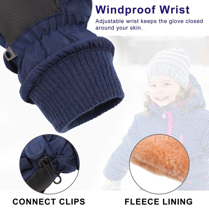 XIAOHAWANG Children's Mittens Waterproof Ski Gloves Winter Gloves with Dinosaur