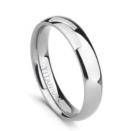 TIGRADE 2mm 4mm 6mm 8mm 10mm Titanium Ring Plain Dome High Polished Wedding Band Comfort Fit Size 3-15,4mm,Size 7