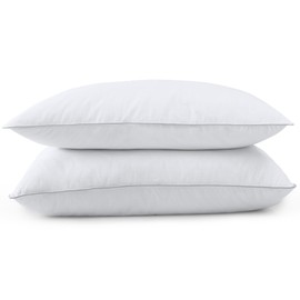 WOLKI Goose Feather Down Alternative Pillows King Size Set of 2, 100% Soft Cotton Shell Bed Pillow, Hotel Sleeping Pillow for Back, Stomach or Side Sleepers 20x36