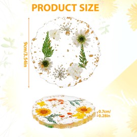 Coasters Set of 2, Non-Slip Floral Resin Drink Cup Mat, Reusable Coaster Decorations, Cute Coasters for Desk for Home Office Bar