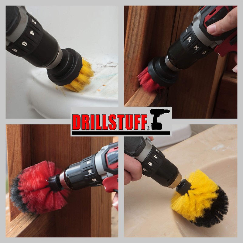 Cleaning Brush Attachments for Cordless Drill - Stiff Bristle Deck