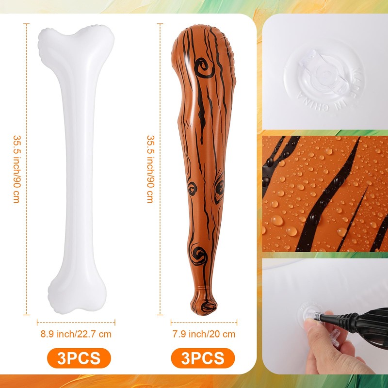 Soulchen Set of 3 Inflatable Caveman Bone Bat Props for