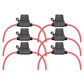 VANTRONIK Waterproof Medium Inline Fuse Holder with 14 Gauge AWG Wire 10 Inches Long, Fit for ATO ATC Standard Blade Fuse in Vehicle/Boat/RV/Tractor, 6 Pack