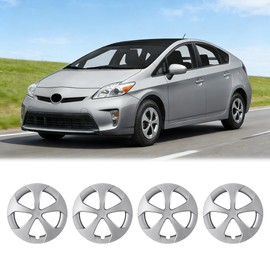 I1MOTOR 15 Inch Hubcaps Compatible with Toyota Prius 2010 2011 2012 2013 2014 2015, R15 Wheel Rim Cover Snap on Alloy Wheels, 15 Inch Hub Caps Set of 4, ABS Material, (Silver Lacquer)