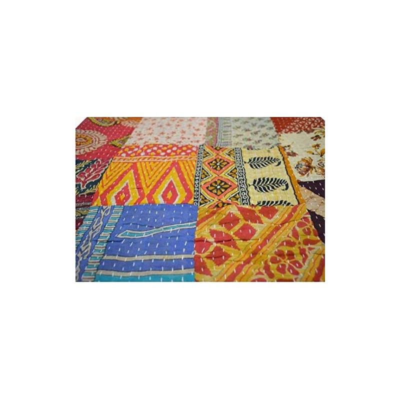 estationeryhouse Indian Vintage patchwork Kantha Quilt Handmade Throw Reversible Blanket