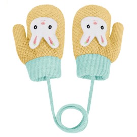 IPENNY Toddler Magic Stretch Mittens Thick Plush Lined, Winter Baby Boys Girls Knitted Gloves Warm Fluffy Full Finger GlovesCold Weather Ski Gloves for 0-6 Y (Style L-Yellow, L*W: 12 * 7cm for 0-3Y)