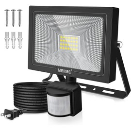 MEIKEE Sensor Light, Outdoor, Motion Sensor, Security Light, 20W, Waterproof, Floodlight, 6,500K, 2000 Lumens, Daylight White, Ultra Bright, Parking Lot, Entrance Light, Warehouse, Indoor, Town,